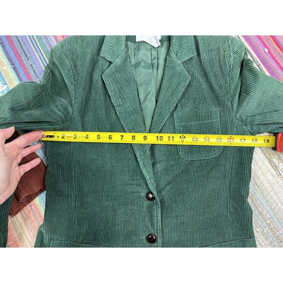 Vintage 80s plaid pleated outfit Corduroy jacket set 3pc Matching Set Sz 9 26” W - Picture 9 of 16